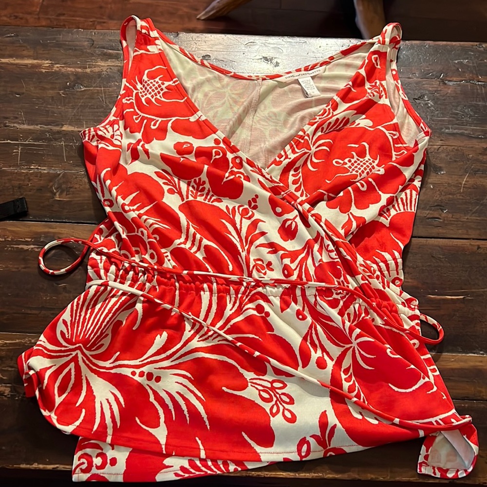 Diane Von Furstenberg Tops | Dvf Stein Damask Framboise Silk Top Blouse
